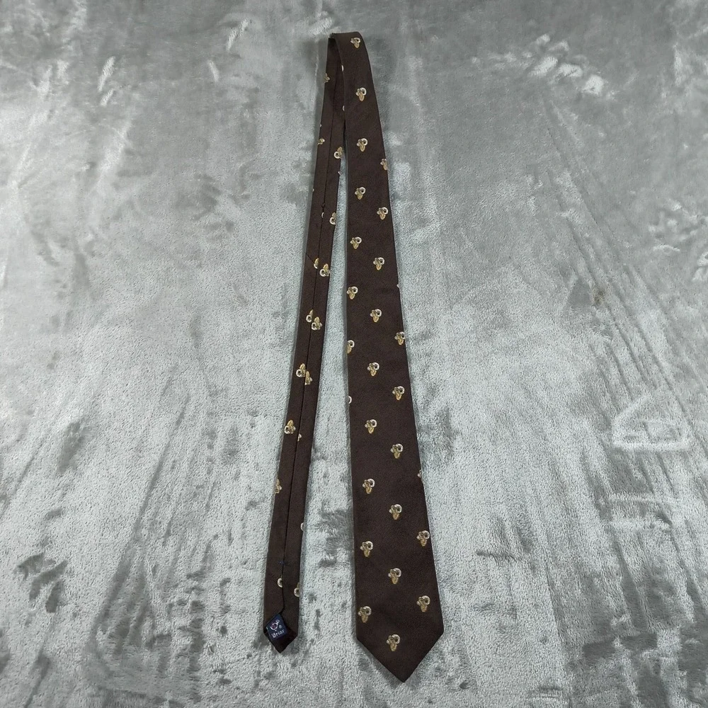 Vintage Briar Tie Mens Rams Head‎ Wildlife Outdoor Horns England Silk 60s